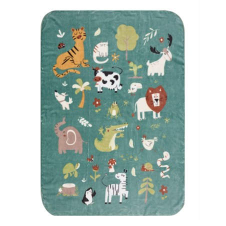 Παιδική Κουβέρτα Βελουτέ Μονή Kentia Mucca Green-Brown-Orange-White-Black 160x220