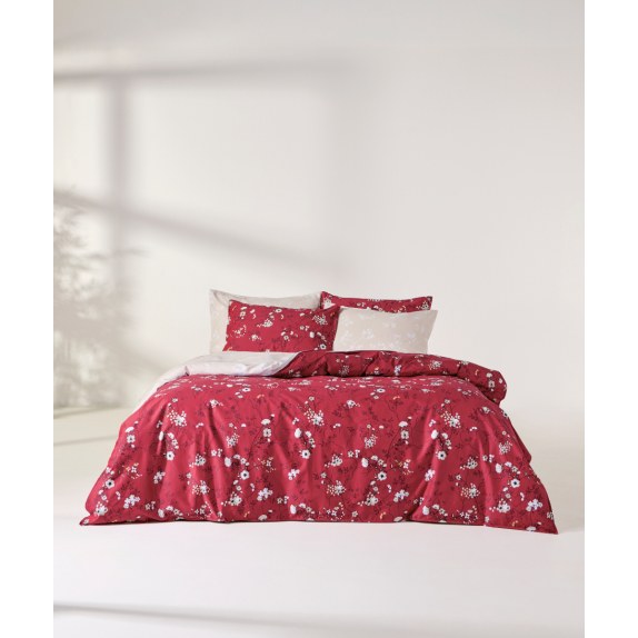 Σετ Σεντόνια Υπέρδιπλα 4 Τεμαχίων Kentia Ofilia Red-...