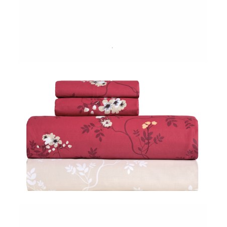 Σετ Σεντόνια Υπέρδιπλα 4 Τεμαχίων Kentia Ofilia Red- Beige- White 240x270