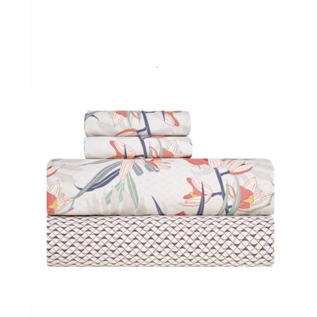 Σετ Σεντόνια Υπέρδιπλα 4 Τεμαχίων Kentia Sumela 26 Beige-Terracotta-Green-Blue 240x270