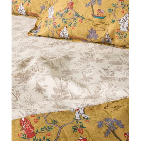 Σετ Σεντόνια Υπέρδιπλα 4 Τεμαχίων Kentia Ugetsu 41 Mustard-Beige-Green-Red-White 240x270