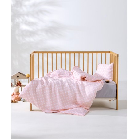 Σετ Παπλωματοθήκη Κούνιας 2 Τεμαχίων Kentia Yn 26 Pink-White 100x140