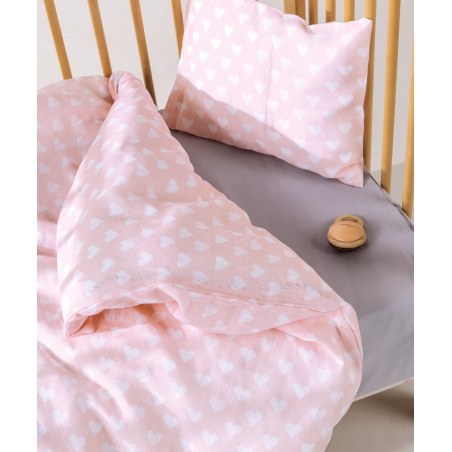 Σετ Παπλωματοθήκη Κούνιας 2 Τεμαχίων Kentia Yn 26 Pink-White 100x140