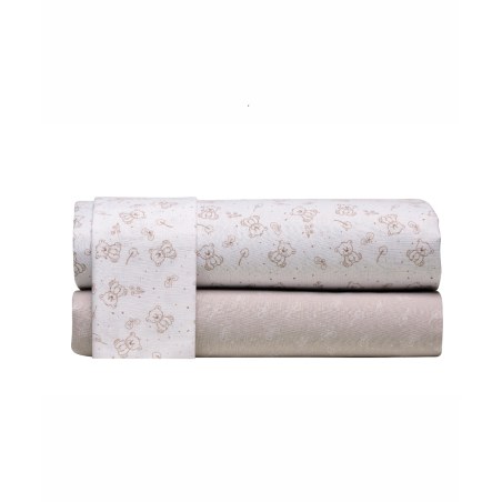 Σετ Σεντόνια Κούνιας 3 Τεμαχίων Kentia Zaharino Beige-Cream 120x170