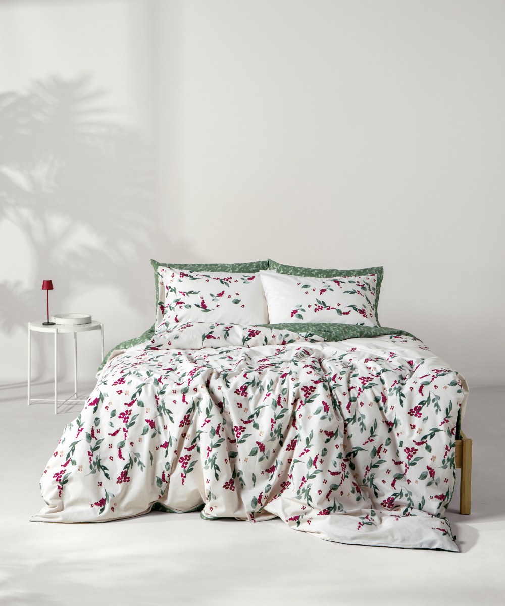 Σετ Σεντόνια Μονά 3 Τεμαχίων Kentia Zanet White-Green-R