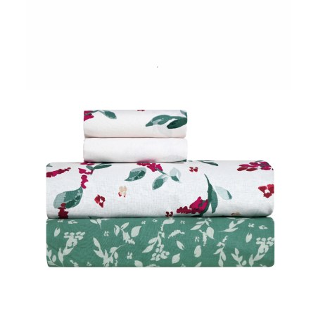 Σετ Σεντόνια Μονά 3 Τεμαχίων Kentia Zanet White-Green-Raspberry-Red 160x270