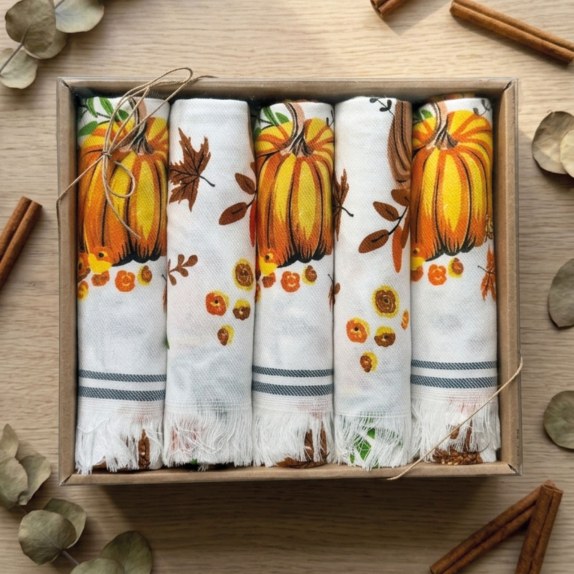 Σετ Πετσέτες Κουζίνας 5 Τεμαχίων Rythmos Pumpkin 40x60