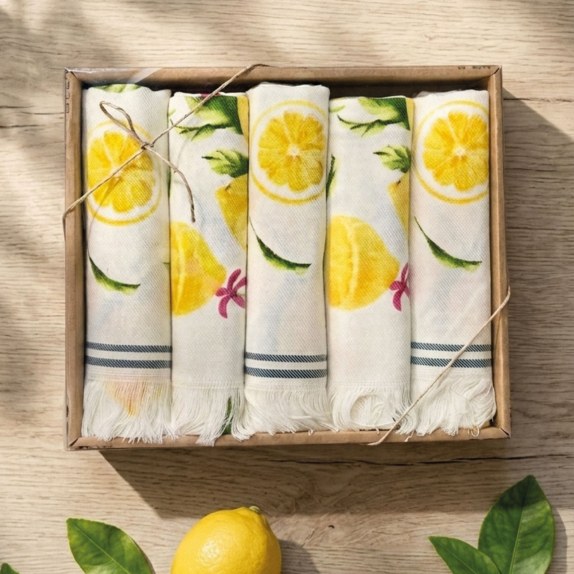 Σετ Πετσέτες Κουζίνας 5 Τεμαχίων Rythmos Lemons 40x60