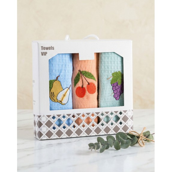 Σετ Πετσέτες Κουζίνας 3 Τεμαχίων Rythmos Fruits 40x60