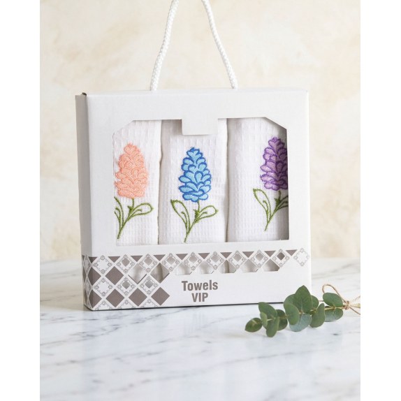 Σετ Πετσέτες Κουζίνας 3 Τεμαχίων Rythmos Flowers 40x60
