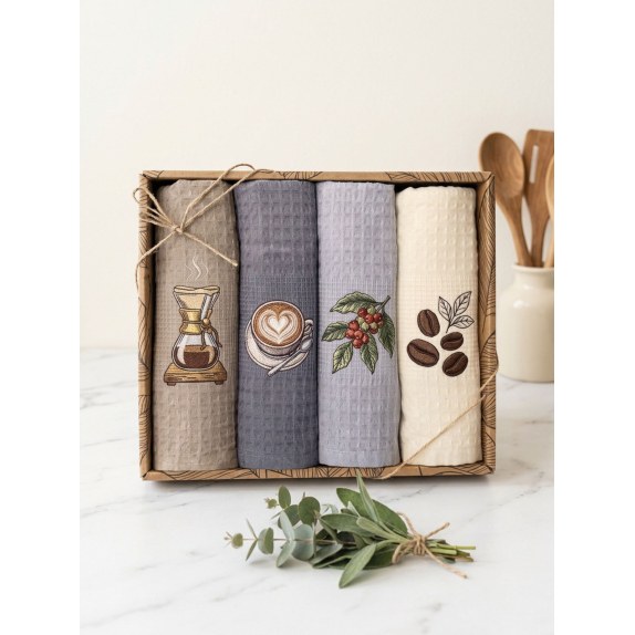 Σετ Πετσέτες Κουζίνας 4 Τεμαχίων Rythmos Breakfast 40x60