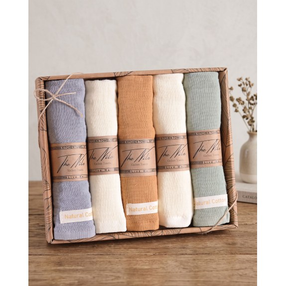 Σετ Πετσέτες Κουζίνας 5 Τεμαχίων Rythmos Natural Cotton...