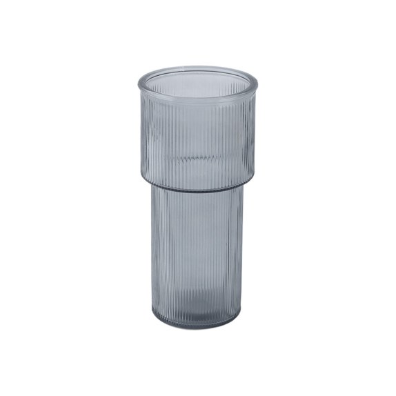 Estia Διακοσμητικο Γυαλινο Βαζο Ripple 24Cm Γκρι