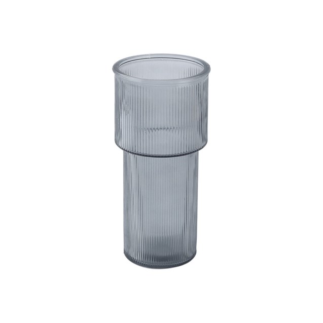 Estia Διακοσμητικο Γυαλινο Βαζο Ripple 24Cm Γκρι