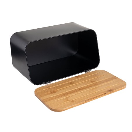 Estia Ψωμιερα Bamboo Essentials Μεταλλικη Με Καπακι 34.5X19X17Cm Μαυρη