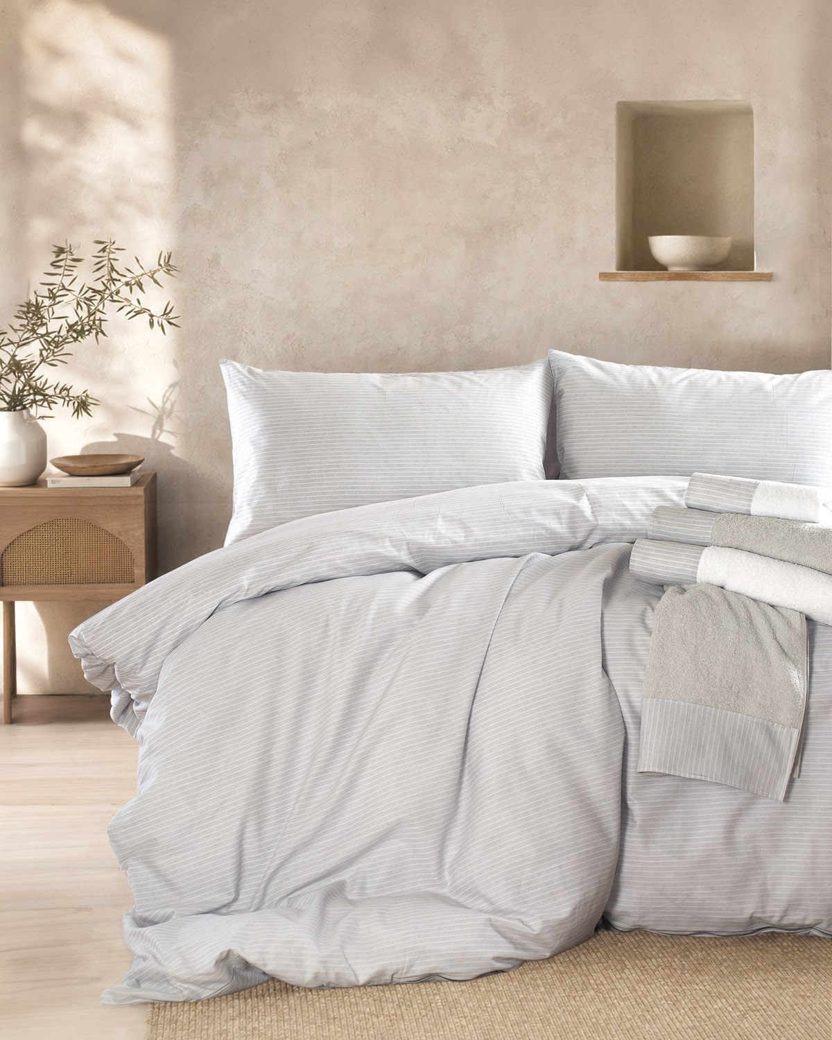 Σεντόνια, Μαξιλαροθήκες Anesis Home - ΣΗΜΑΝΤΙΚΟ: Σε περίπτωση διαφοράς τιμής από το κατάστημα ισχύει παντα και μόνο η τιμή του καταστήματος Σετ Σεντόνια Υπέρδιπλα 4 Τεμαχίων Rythmos Sand Γκρι Γκρ