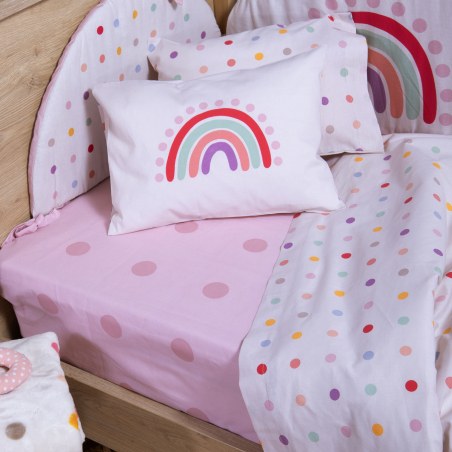 Σετ Σεντόνια Κούνιας 3 Τεμαχίων Nef-Nef Baby Dots Ecru/Pink 120x170
