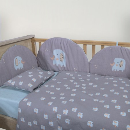Σετ Σεντόνια Κούνιας 3 Τεμαχίων Nef-Nef Elephants 26 Grey 120x170