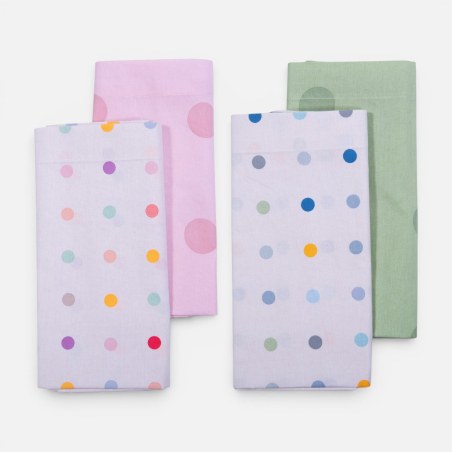 Σετ Σεντόνια Λίκνου 2 Τεμαχίων Nef-Nef Baby Dots Ecru/Green 70x120