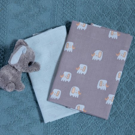 Σετ Σεντόνια Λίκνου 2 Τεμαχίων Nef-Nef Elephants 26 Grey 70x120