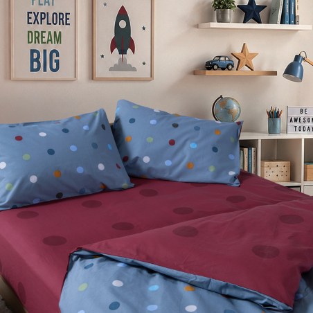 Σετ Παιδικά Σεντόνια Μονά 3 Τεμαχίων Nef-Nef Dots Blue 170x260
