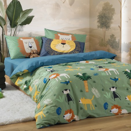 Σετ Παιδικά Σεντόνια Μονά 3 Τεμαχίων Nef-Nef Jungle Mania Green 170x260