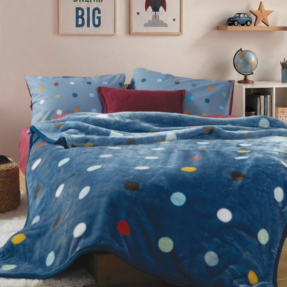 Παιδική Κουβέρτα Βελουτέ Μονή Nef-Nef Dots Blue Blue 160x220