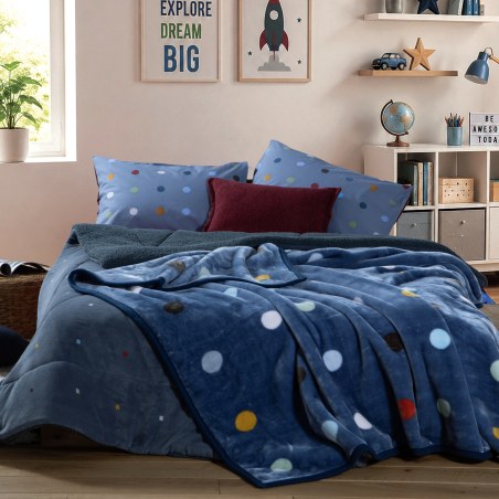Παιδική Κουβέρτα Βελουτέ Μονή Nef-Nef Dots Blue Blue 160x220