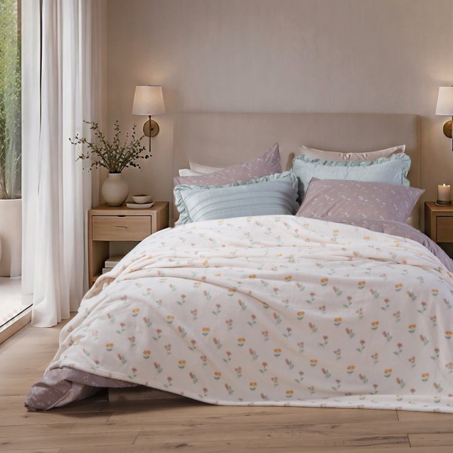 Κουβέρτα Fleece Μονή Nef-Nef Violan Ecru 160x220