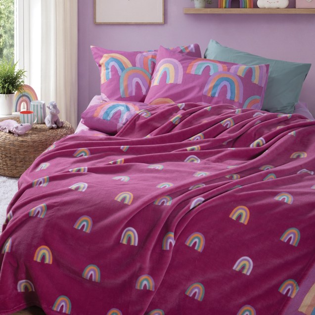 Παιδική Κουβέρτα Fleece Μονή Nef-Nef Rainbow...