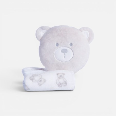 Κουβερτάκι με Μαξιλάρι Βρεφικό Fleece Nef-Nef Honey Bear Ecru/Beige 75x100,30x28