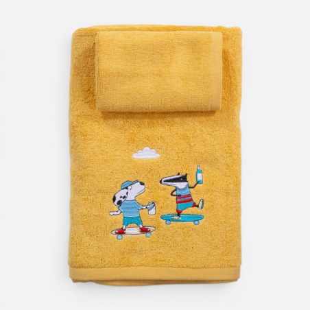 Σετ Παιδικές Πετσέτες 2 Τεμαχίων Nef-Nef Cool Skating Mustard 30x50,70x140