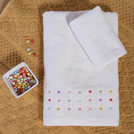 Σετ Βρεφικές Πετσέτες 2 Τεμαχίων Nef-Nef Dots Ecru/Pink 30x50,70x140