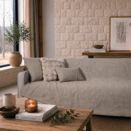 Ριχτάρι Teoran Norman 03 Light Brown - Τριθέσιο 180x300cm