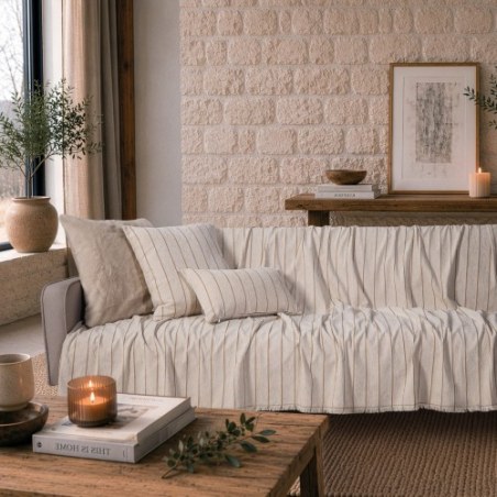 Ριχτάρι Teoran Macon 01 Natural Beige - Διθέσιο 180x250cm