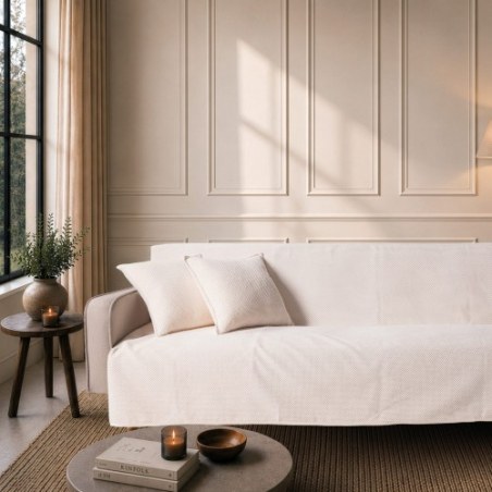 Ριχτάρι Teoran Αντιολισθιτικό Αδιάβροχο Pearl 01 Ivory - Μονοθέσιο 180x150cm