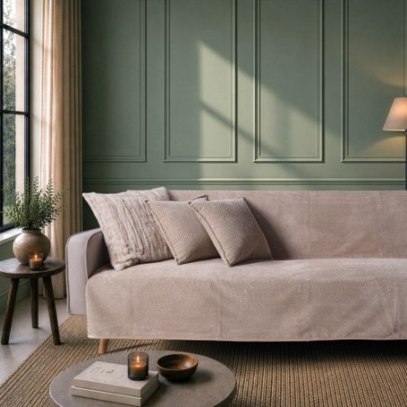 Ριχτάρι Teoran Αντιολισθιτικό Αδιάβροχο Pearl 02 Beige - Τριθέσιο 180x300cm
