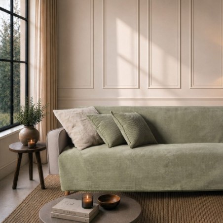 Ριχτάρι Teoran Αντιολισθητικό Αδιάβροχο Pearl 15 Sage Green - Μονοθέσιο 180x150cm