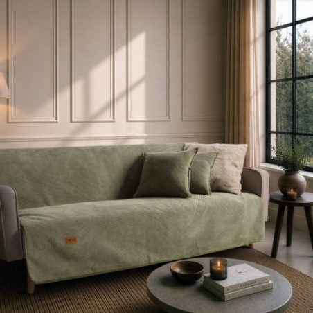 Ριχτάρι Teoran Αντιολισθητικό Αδιάβροχο Pearl 15 Sage Green - Μονοθέσιο 180x150cm