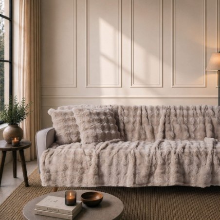 Ριχτάρι Teoran Αντιολισθητικό Haaland 02 Beige - Τριθέσιο 180x300cm