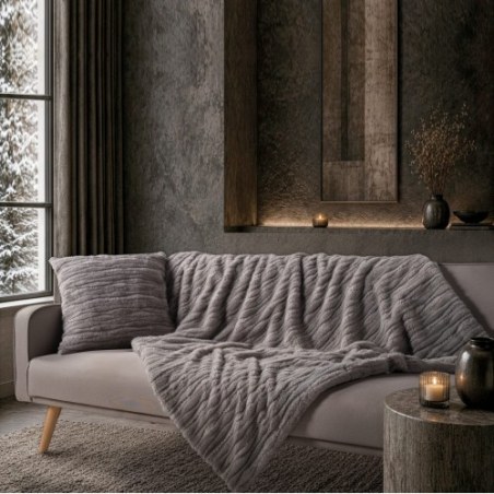 Διακοσμητική Μαξιλαροθήκη Teoran Tiger 11 Grey - 50x50cm με γέμιση