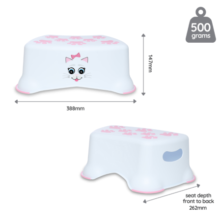 My Little Step Stool - Εκπαιδευτικό σκαλοπατάκι / Γατούλα λευκό/ροζ