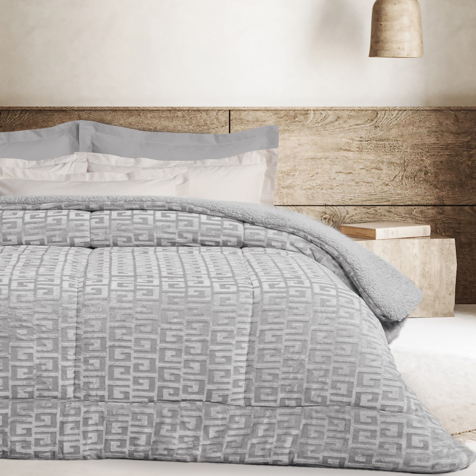 Κουβερτοπάπλωμα Μονό με Γούνα Sherpa Das Home 1392 Grey