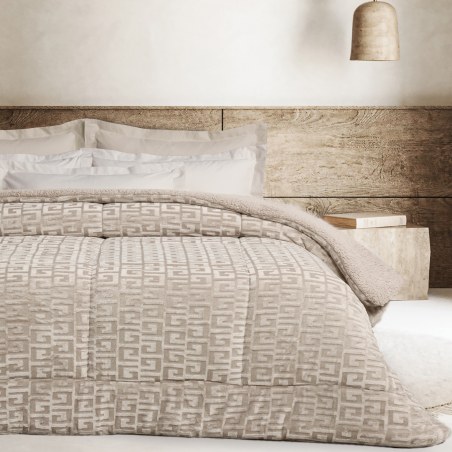 Κουβερτοπάπλωμα Μονό με Γούνα Sherpa Das Home 1393 Taupe 160x220