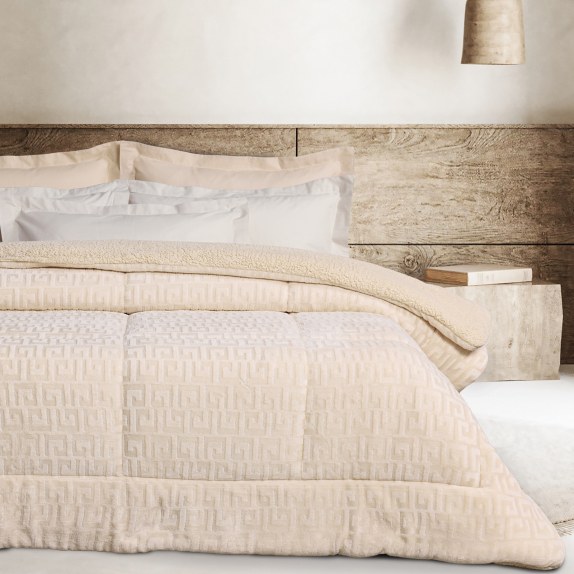 Κουβερτοπάπλωμα Μονό με Γούνα Sherpa Das Home 1394 Beige...