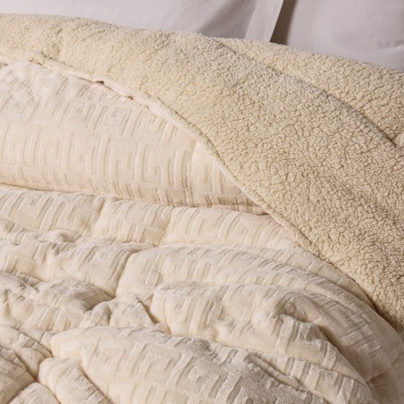 Κουβερτοπάπλωμα Μονό με Γούνα Sherpa Das Home 1394 Beige 160x220