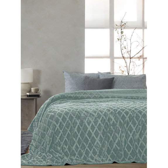 Κουβέρτα Fleece Υπέρδιπλη Palamaiki Nadine/5 Jade 220x240
