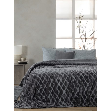 Κουβέρτα Fleece Μονή Palamaiki Nadine/5 Coal 160x220