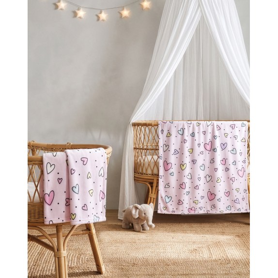 Κουβέρτα Fleece Αγκαλιάς Rythmos Happy Hearts 80x110