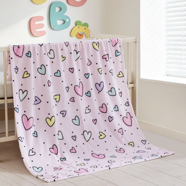 Κουβέρτα Fleece Αγκαλιάς Rythmos Happy Hearts...
